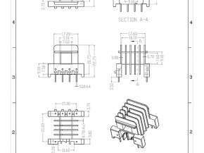 EF25卧式多槽2+4pin骨架
