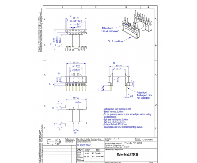 ETD29卧式工字骨架6+7pin