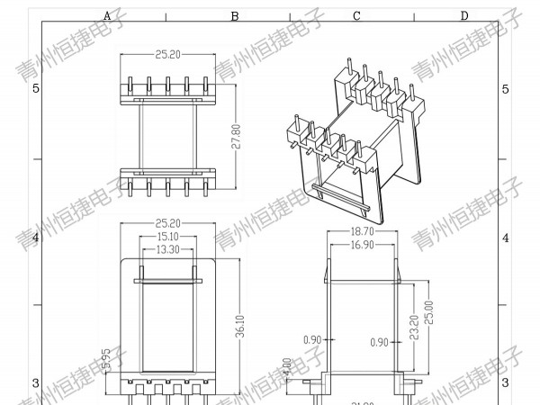 EI38*23 工字冷插pin骨架5+5pin